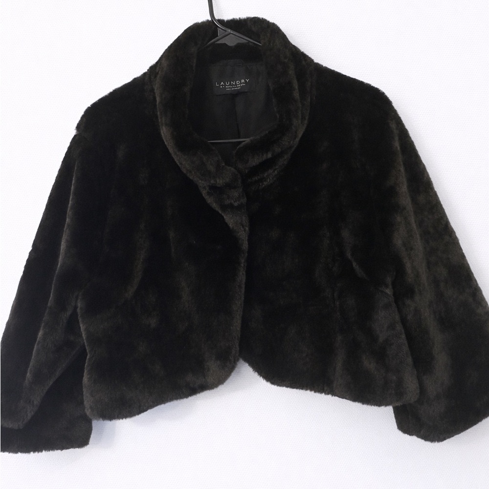 Laundry by Shelli Segal Dark Faux Fur Coat